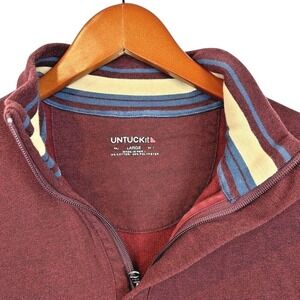UntucKit Quarter Zip Pullover Sweater Mens Large Burgundy Mock Neck Poly Cotton